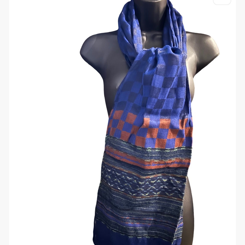 Forever 21 Blue and Orange Checkered Striped Scarf!